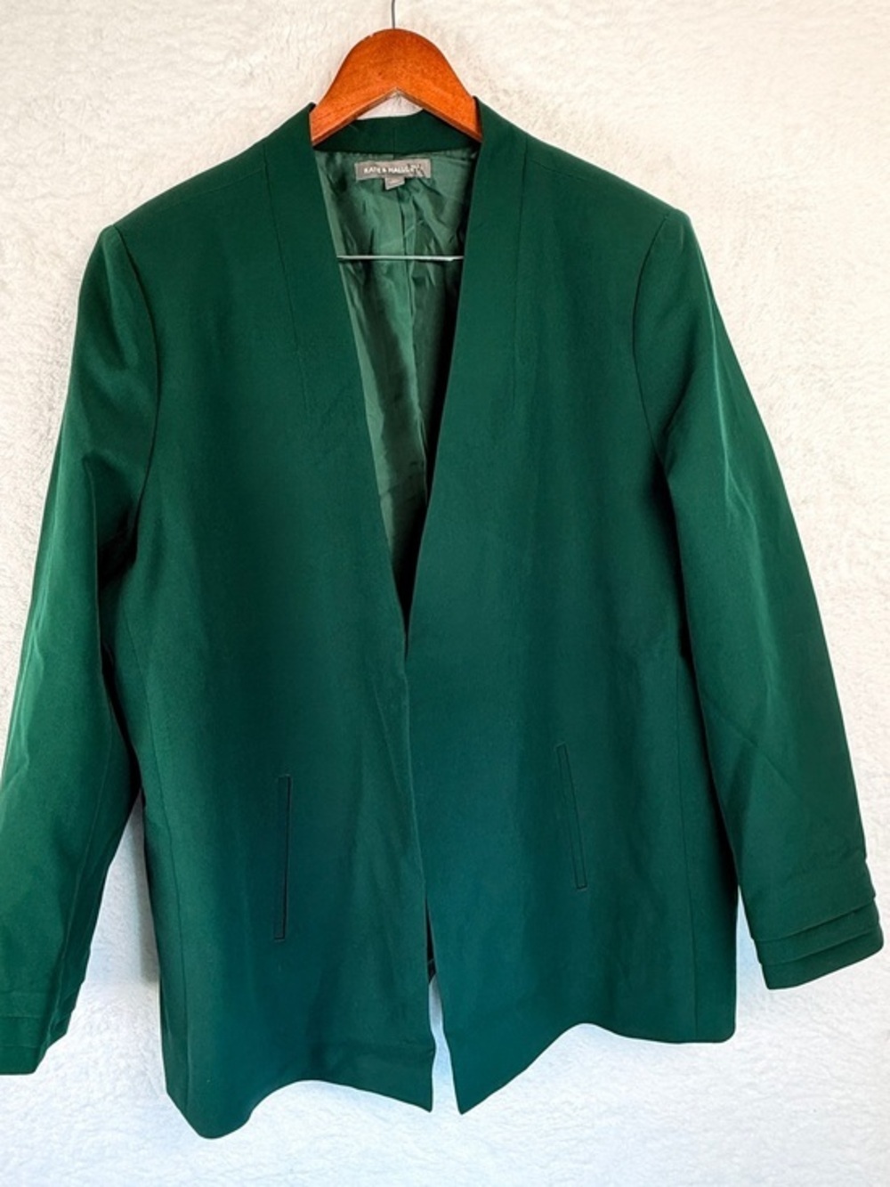 Kate & Mallory Emerald Green Open Front Blazer Plus Size 2X Career Chic